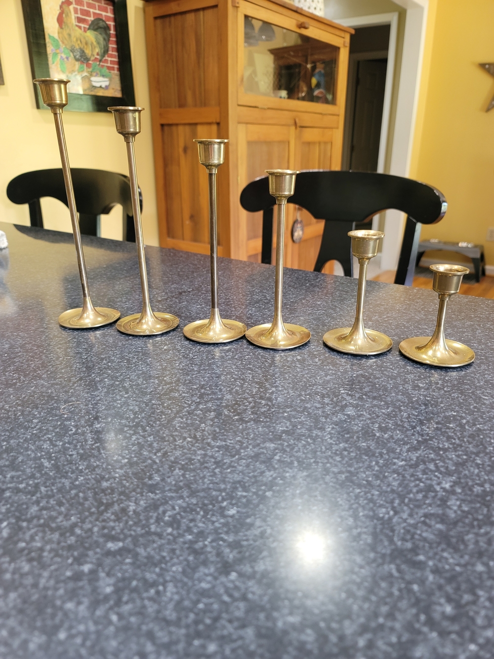 Vintage graduated solid brass taper candlestick holders Set Of 6